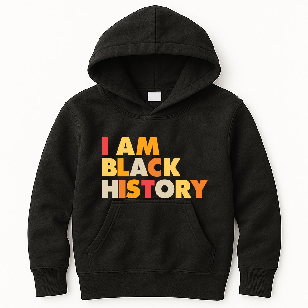 Vintage Colors I Am Black History Kids Hoodie