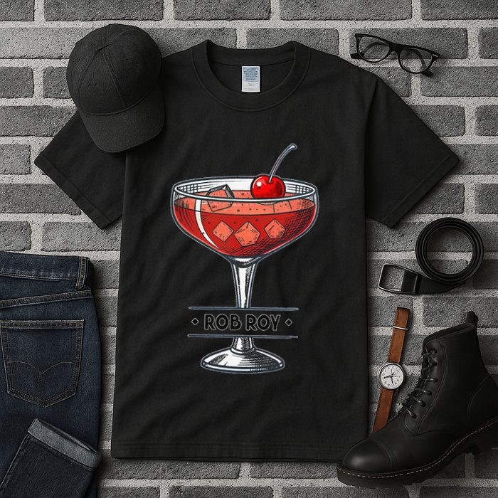 Vintage Cocktail Illustration Featuring Rob Roy Tall T-Shirt