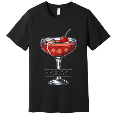 Vintage Cocktail Illustration Featuring Rob Roy Premium T-Shirt