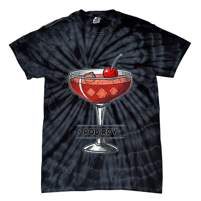 Vintage Cocktail Illustration Featuring Rob Roy Tie-Dye T-Shirt