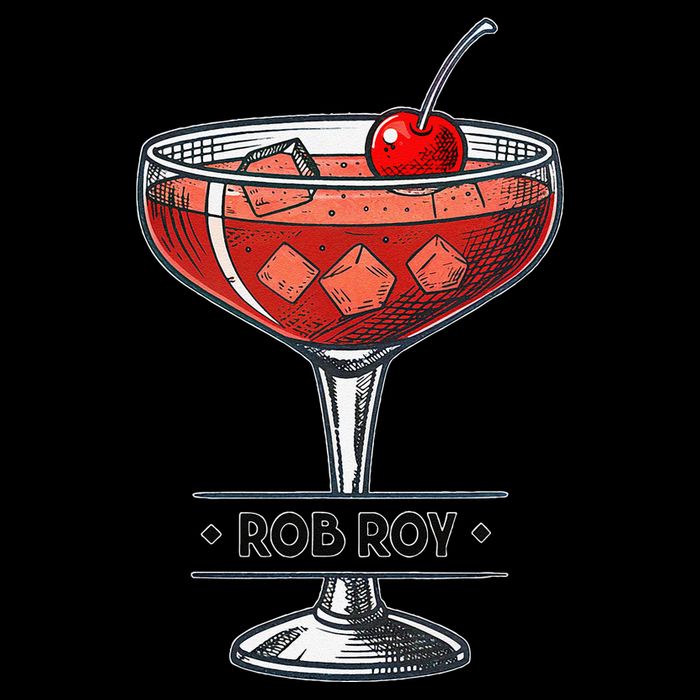 Vintage Cocktail Illustration Featuring Rob Roy Tie-Dye T-Shirt