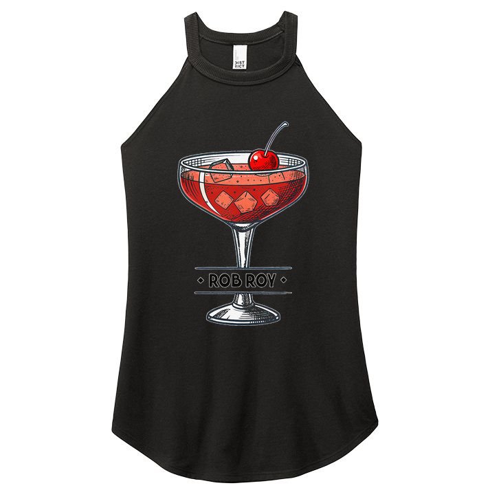Vintage Cocktail Illustration Featuring Rob Roy Women's Perfect Tri Rocker Tank