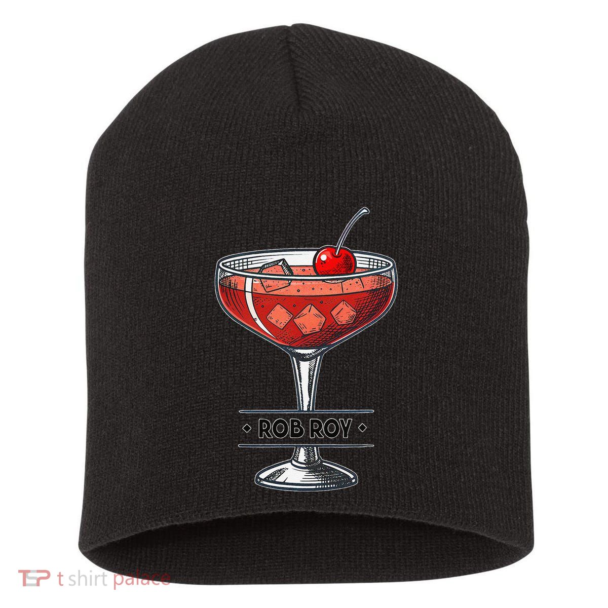 Vintage Cocktail Illustration Featuring Rob Roy Short Acrylic Beanie