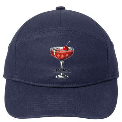 Vintage Cocktail Illustration Featuring Rob Roy 7-Panel Snapback Hat