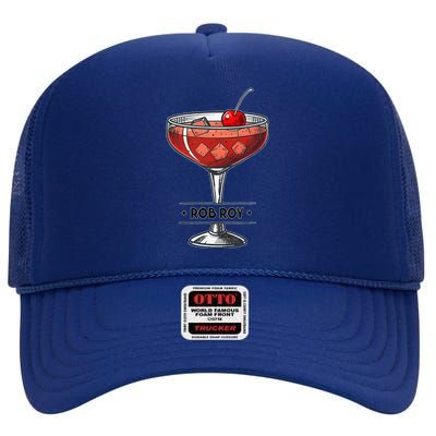 Vintage Cocktail Illustration Featuring Rob Roy High Crown Mesh Back Trucker Hat