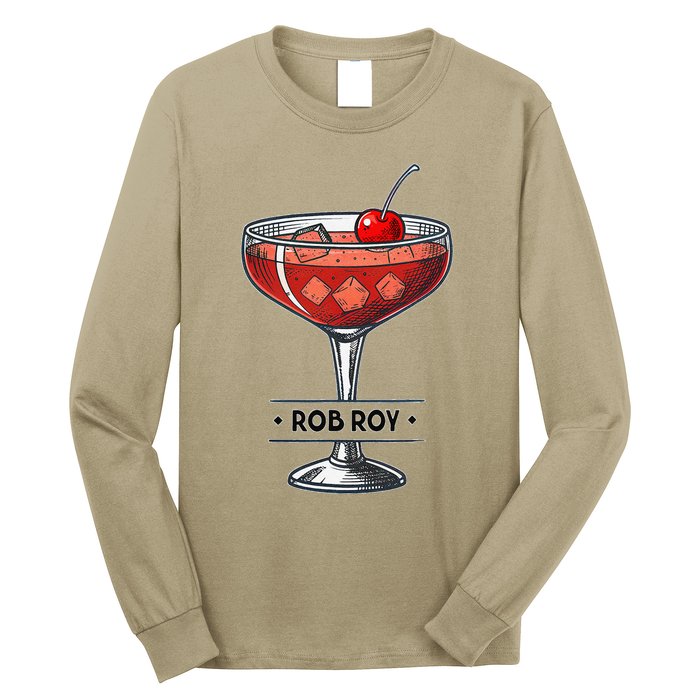 Vintage Cocktail Illustration Featuring Rob Roy Long Sleeve Shirt