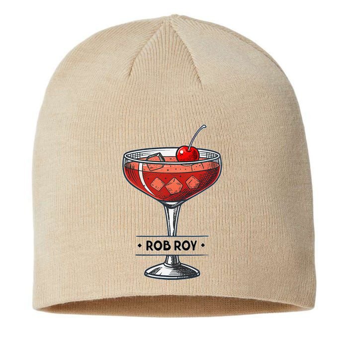 Vintage Cocktail Illustration Featuring Rob Roy Sustainable Beanie