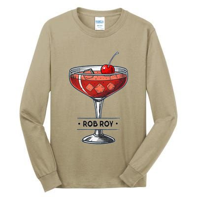 Vintage Cocktail Illustration Featuring Rob Roy Tall Long Sleeve T-Shirt