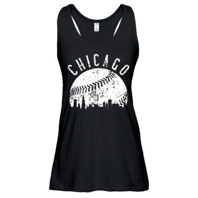 Vintage Chicago Illinois Skyline Apparel Ladies Essential Flowy Tank