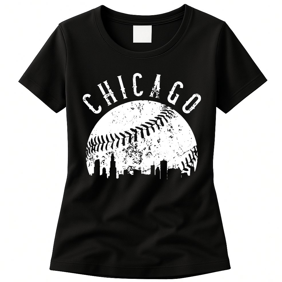 Vintage Chicago Illinois Skyline Apparel Womens T-Shirt