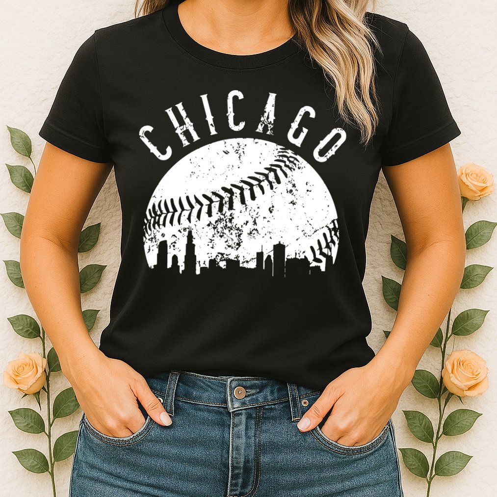 Vintage Chicago Illinois Skyline Apparel Womens T-Shirt