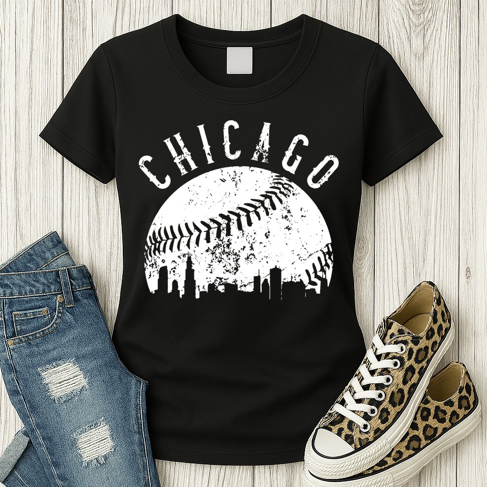 Vintage Chicago Illinois Skyline Apparel Womens T-Shirt
