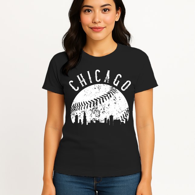 Vintage Chicago Illinois Skyline Apparel Womens T-Shirt