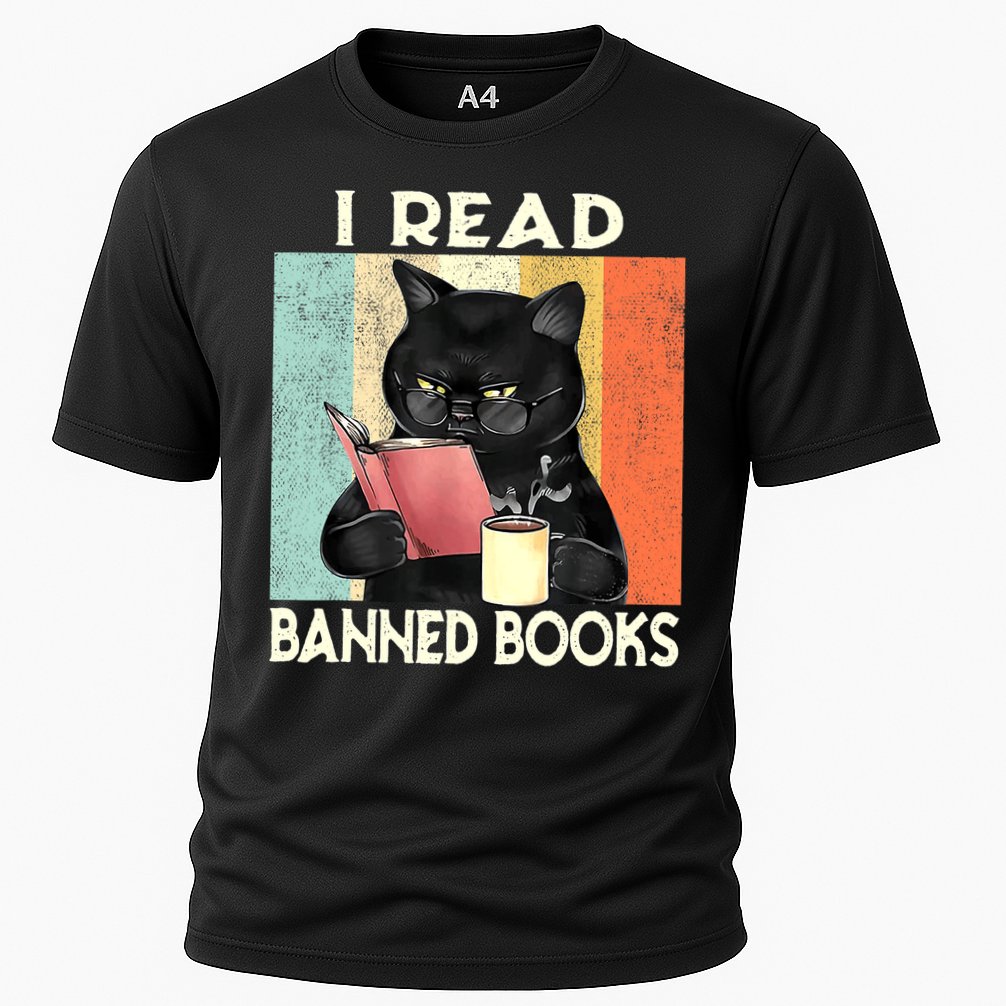 Vintage Cat I Read Banned Books Funny Performance Shirt