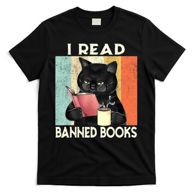 Vintage Cat I Read Banned Books Funny T-Shirt