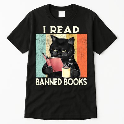 Vintage Cat I Read Banned Books Funny Tall T-Shirt