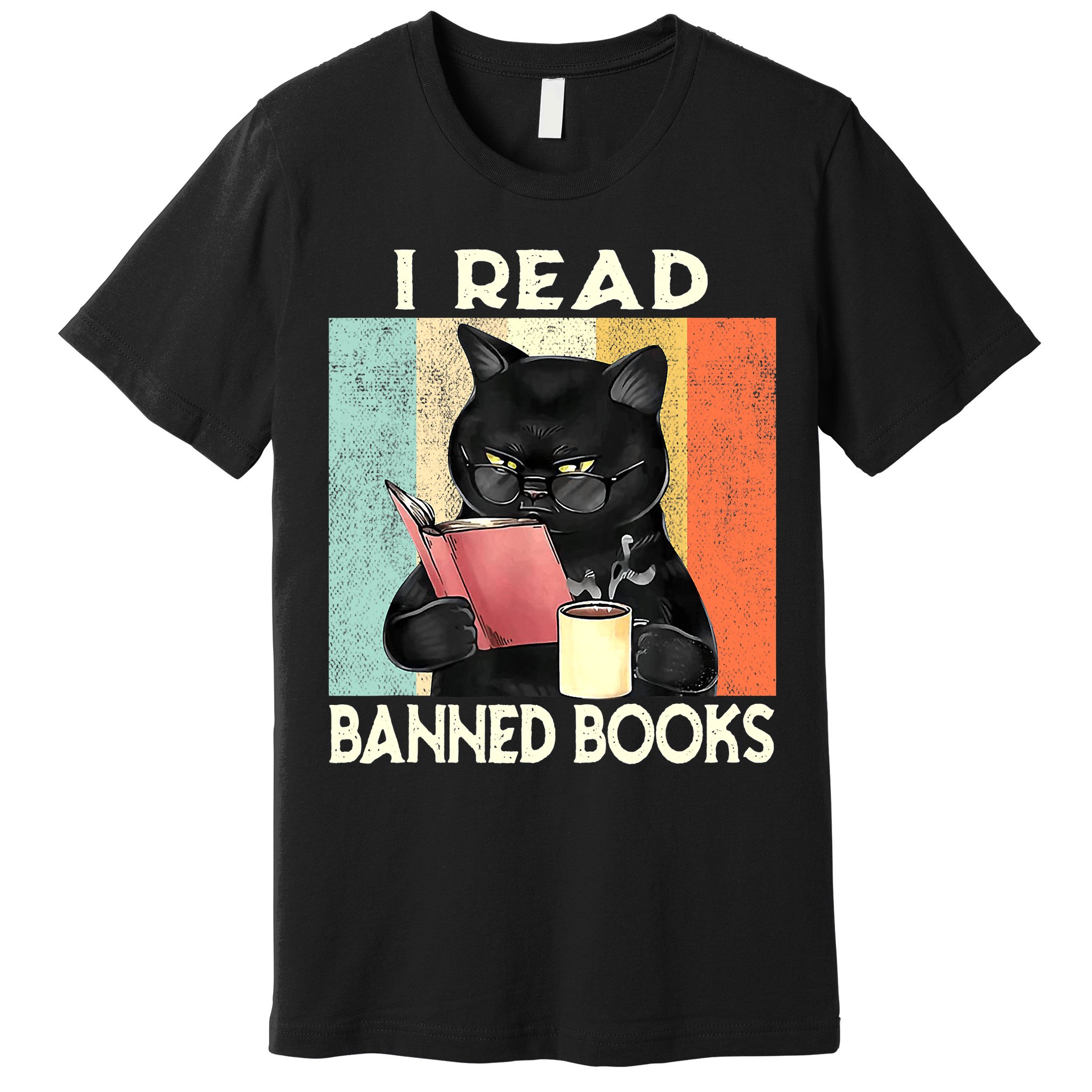Vintage Cat I Read Banned Books Funny Premium T-Shirt