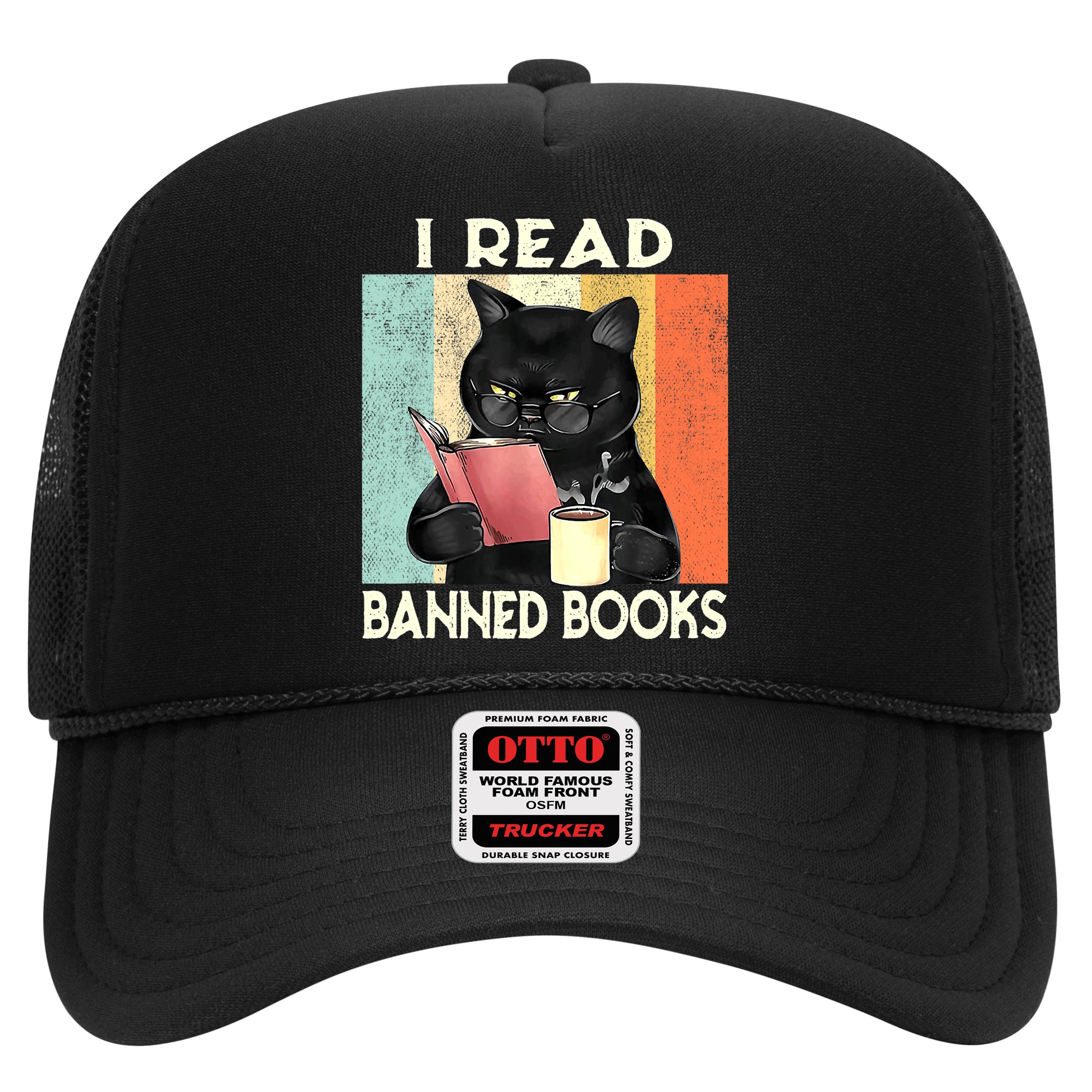 Vintage Cat I Read Banned Books Funny Hat