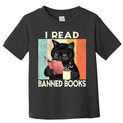 Vintage Cat I Read Banned Books Funny Toddler T-Shirt