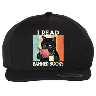 Vintage Cat I Read Banned Books Funny Wool Snapback Cap