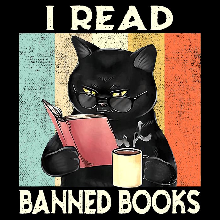 Vintage Cat I Read Banned Books Funny Kids T-Shirt