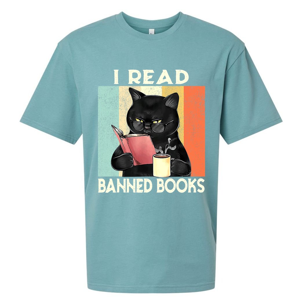 Vintage Cat I Read Banned Books Funny Sueded Cloud Jersey T-Shirt