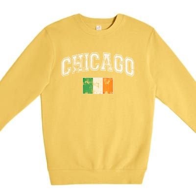 Vintage Chicago Irish Flag St Patricks Day Chirish Gift Premium Crewneck Sweatshirt