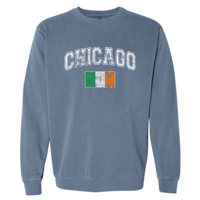 Vintage Chicago Irish Flag St Patricks Day Chirish Gift Garment-Dyed Sweatshirt