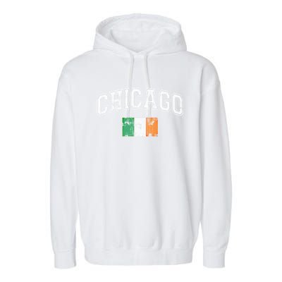 Vintage Chicago Irish Flag St Patricks Day Chirish Gift Garment-Dyed Fleece Hoodie