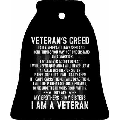 Veteran's Creed I'm A Veteran Ceramic Bell Ornament