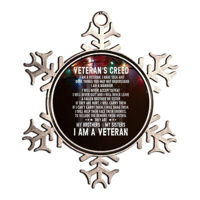 Veteran's Creed I'm A Veteran Metallic Star Ornament