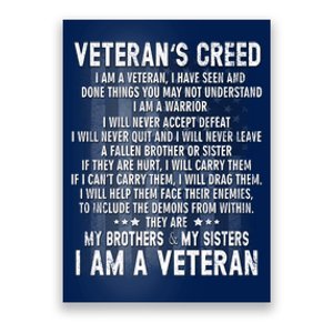 Veteran's Creed I'm A Veteran Poster