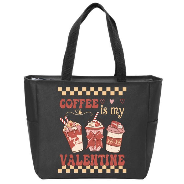 Valentine Coffee Is My Valentine Ugly Sweater Zip Tote Bag