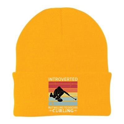 Vintage Curling Introverted But Willing To Discuss Curling Meaningful Gift Knit Cap Winter Beanie