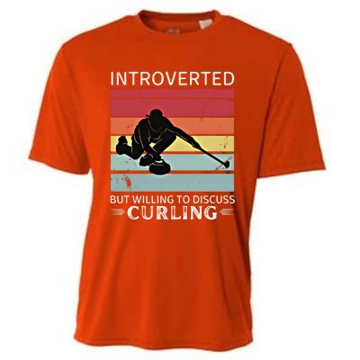 Vintage Curling Introverted But Willing To Discuss Curling Meaningful Gift Cooling Performance Crew T-Shirt