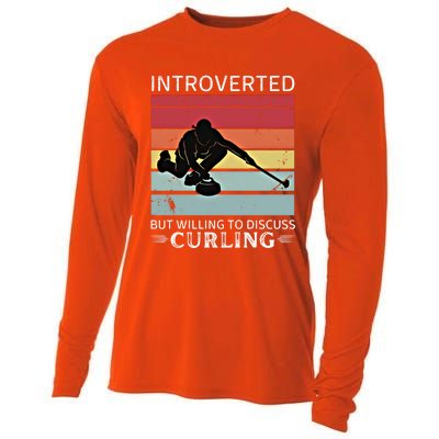 Vintage Curling Introverted But Willing To Discuss Curling Meaningful Gift Cooling Performance Long Sleeve Crew