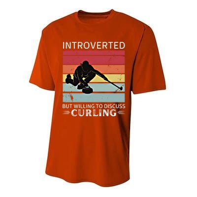 Vintage Curling Introverted But Willing To Discuss Curling Meaningful Gift Performance Sprint T-Shirt