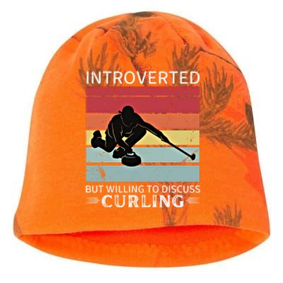 Vintage Curling Introverted But Willing To Discuss Curling Meaningful Gift Kati - Camo Knit Beanie