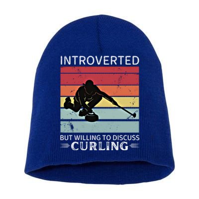 Vintage Curling Introverted But Willing To Discuss Curling Meaningful Gift Short Acrylic Beanie