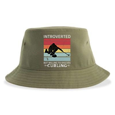 Vintage Curling Introverted But Willing To Discuss Curling Meaningful Gift Sustainable Bucket Hat