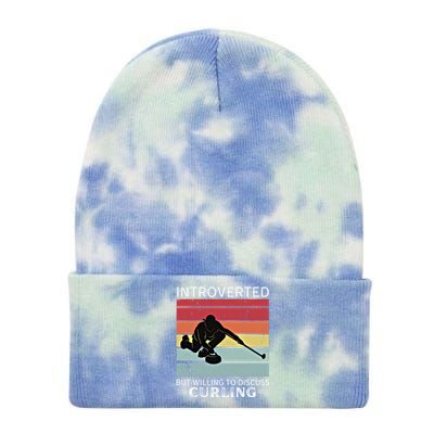 Vintage Curling Introverted But Willing To Discuss Curling Meaningful Gift Tie Dye 12in Knit Beanie