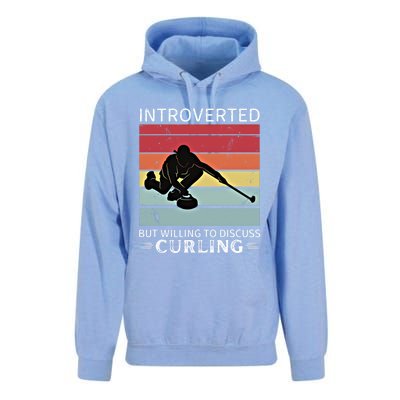 Vintage Curling Introverted But Willing To Discuss Curling Meaningful Gift Unisex Surf Hoodie