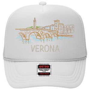 Verona City Italy Souvenir Gift High Crown Mesh Back Trucker Hat