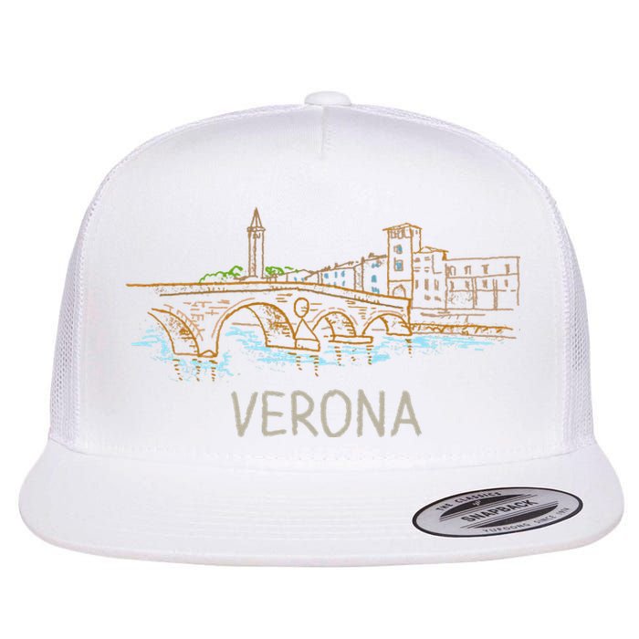 Verona City Italy Souvenir Gift Flat Bill Trucker Hat