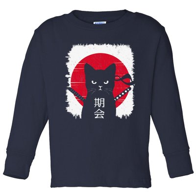 Vintage Cat Japanese Style Funny Kawaii Cat Kitten Lover Toddler Long Sleeve Shirt