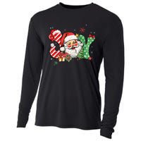 Vintage Christmas Joy Funny Santa Claus Face Xmas Santa Hat  Cooling Performance Long Sleeve Crew