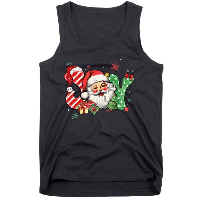 Vintage Christmas Joy Funny Santa Claus Face Xmas Santa Hat  Tank Top