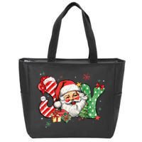 Vintage Christmas Joy Funny Santa Claus Face Xmas Santa Hat  Zip Tote Bag