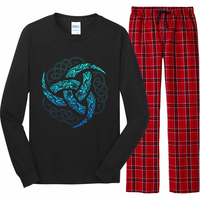 Viking Celtic Knotwork Triple Horn Of Odin Long Sleeve Pajama Set