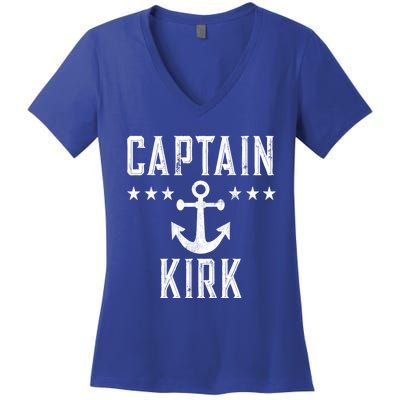 Vintage Captain Kirk Gift Family Cruise Or Lake Boating Meaningful Gift Women's V-Neck T-Shirt